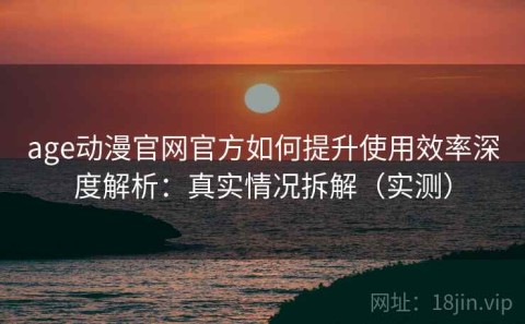 age动漫官网官方如何提升使用效率深度解析：真实情况拆解（实测）